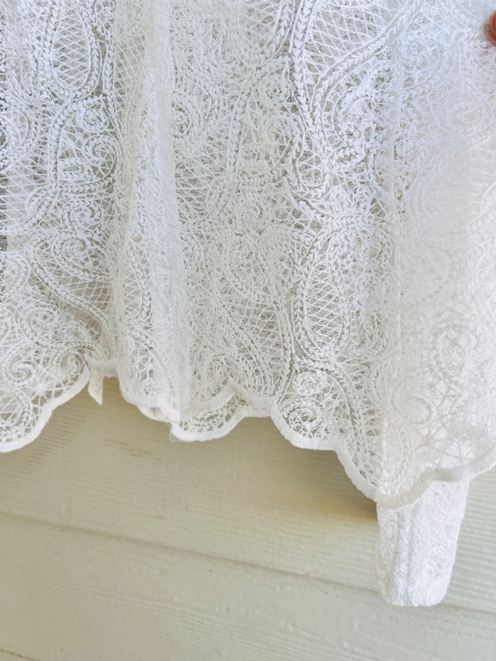 Aqua Women's White Fully Lace Long Sleeve Cotton Blend Size M - Picture 12 of 14
